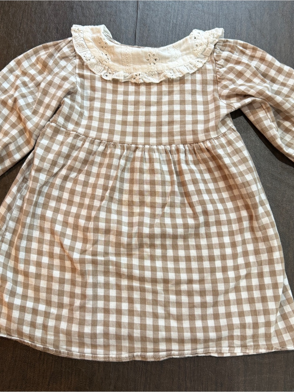 Gingham Lace Collar Baby Dress Sz 2T